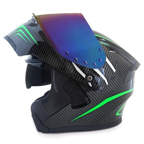 Motorradhelm Sturzhelm Modularer Klapphelm Leichter Integralhelm Mit Doppelvisier ECE-Zulassung für Erwachsene Damen Und Herren D,S53~54CM von ZHMQQDL