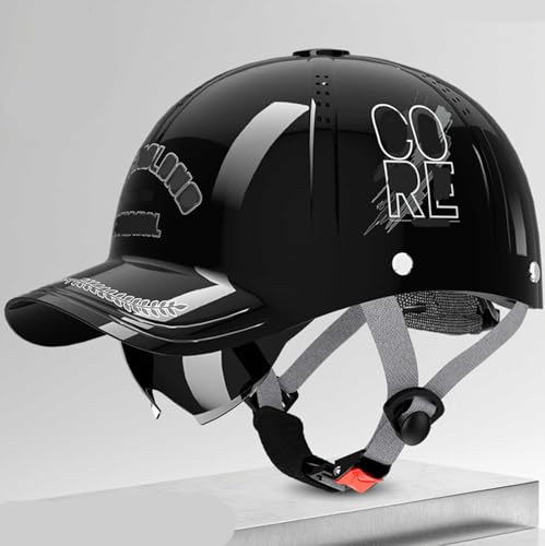 Retro Motorradhelm Halbschalenhelm Mit ECE-Zulassung Baseball Cap Helm Jethelm Skull Cap Helm Motorrad Cruiser Scooter Cooler Helm Für Damen Und Herren E,54~60CM von ZHMQQDL