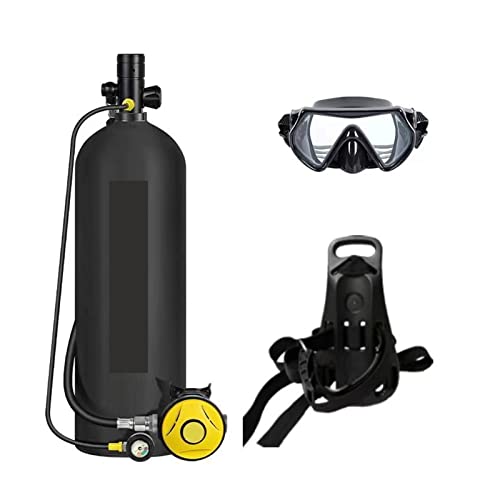 ZHNRJW Tauchflasche 3L-Zylinder-Tauchschnorchelausrüstung Tauch-Atemschutzgerät Fischkiemen-Sauerstoffflaschenausrüstung Sanfter atmen (Farbe: 3-Liter-Gasflasche+Maske, Größe: X-Large) von ZHNRJW