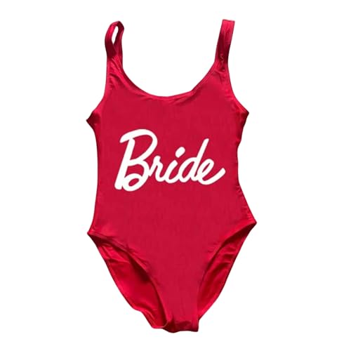 ZHOUT Bikini Damen Braut One Piece Badeanzug Frauen Badebekleidung Hochzeitsfeier Schwimmanzug-118Rewh-M von ZHOUT