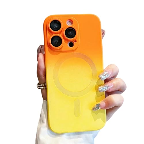 ZHOUT Handyhülle Gradient Silica Gel Multicolour Stoßdämpfer Hülle Für Telefon 15 14 13 12 11 Pro Max Plus Deckung-für Phone 15 Pro-gelb von ZHOUT