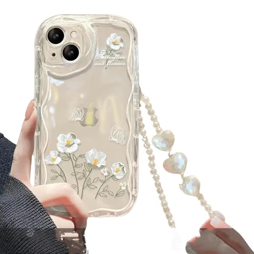 ZHOUT Handyhülle Süße 3D -blumenkette Lanyard Soft Phone Hülle Für Telefon 15 Pro Max 14 11 13 12 Clear Cover-für Phone 15 Plus-h von ZHOUT