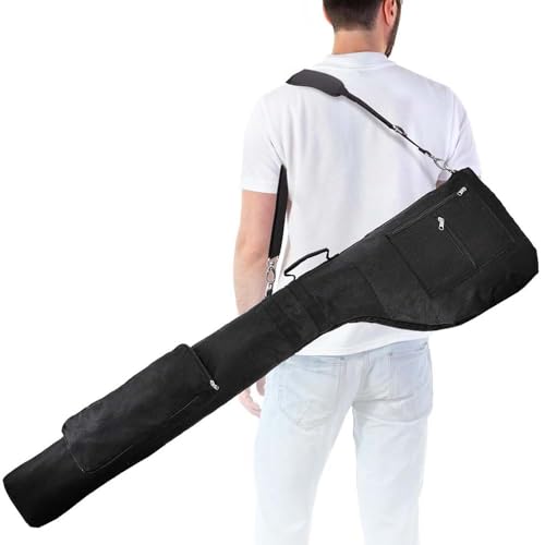 Golftasche, Faltbare und verstellbare Reisetasche für Golfschläger mit Trageriemen, wasserdichte Sonntags-Tasche (Black) von ZHQFLC