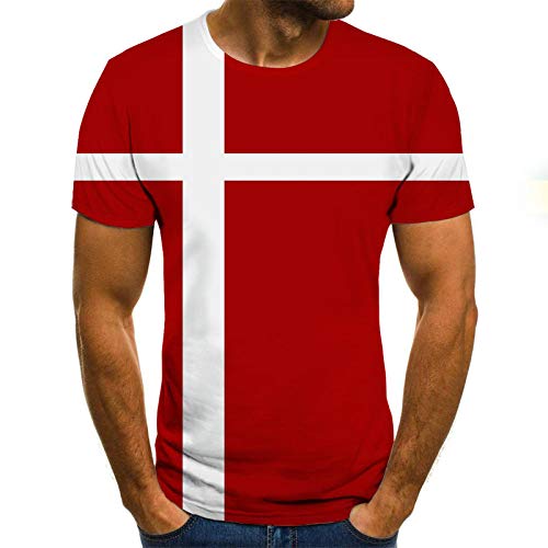 ZHRDRJB 3D T-Shirts,Jahrgang Dänemark Nationalen Emblem 3D Gedruckt Männer T Shirt Unisex Casual Short Sleeve O-Neck Fashion Persönlichkeit Männer Lose Tops Plus Größe Paar Kleidung, L von ZHRDRJB