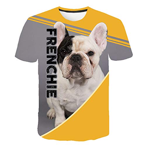 ZHRDRJB 3D T-Shirts,Sommer T-Shirt Männer 3D Französisch Bulldogge Gedruckte T-Shirt Mode Kurzarm Tops Straße Rundhals Neuheit T-Shirt Unisex Casual T-Shirt, M. von ZHRDRJB