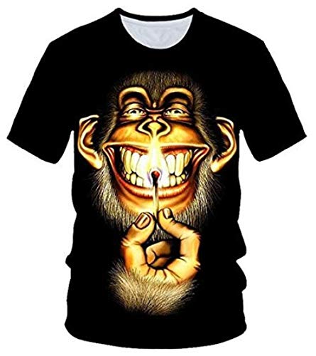ZHRDRJB 3D T-Shirts,Sommer T-Shirt Männer 3D Match AFFE Gedruckt T-Shirt Mode Kurzarm Tops Street Round Neck Neuheit Tier T-Shirt Unisex Casual T-Shirt, 6XL von ZHRDRJB