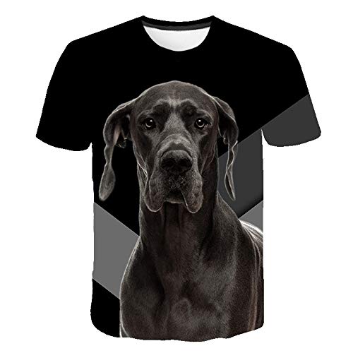 ZHRDRJB 3D T-Shirts,Sommer T-Shirt Männer 3D Schwarz Deutsche Dogge Bedrucktes T-Shirt Mode Kurzarm Tops Street Rundhals Neuheit T-Shirt Unisex Casual T-Shirt, XL von ZHRDRJB