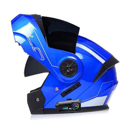 Adults Klapphelm Mit Bluetooth,Anti-Fog Visier ECE Genehmigt Motorrad Integrierter Bluetooth-Helm Mit Doppelvisier, Motorradhelm Für Herren Und Damen - Automatische Reaktion von ZHTBATE