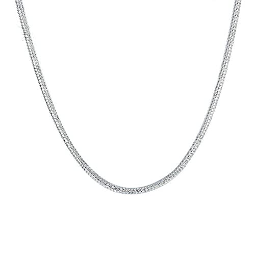 ZHUDJ 2mm / 3mm 100% 925 Silber Schlangenkette Halsketten für Frau Männer 16-24 Zoll Statement Halsketten Hochzeitsschmuck 40cm 3MM von ZHUDJ