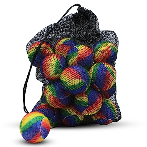 ZHUOKECE Tennisbälle, 18 Stück, Trainings-Tennisbälle mit Netztasche für einfachen Transport, Spielbälle für Haustiere, für Anfänger, Regenbogenfarben von ZHUOKECE