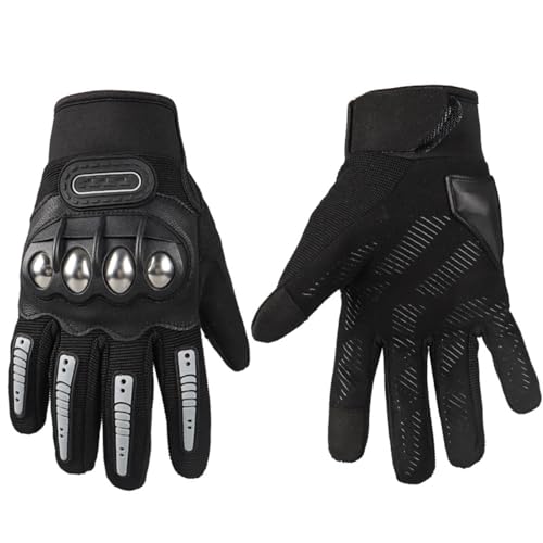 ZHXjdwmWD Reithandschuhe, Motorradhandschuhe, Anti-Rutsch- und Anti-Fall-Handschuhe(Schwarz grau,L) von ZHXjdwmWD
