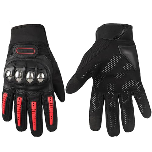 ZHXjdwmWD Reithandschuhe, Motorradhandschuhe, Anti-Rutsch- und Anti-Fall-Handschuhe(rot,L) von ZHXjdwmWD