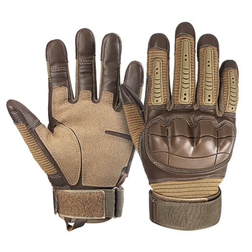 ZHXjdwmWD Taktische Handschuhe, alle Finger Handschuhe, Schutz- und Anti-Rutsch Handschuhe(braun,L) von ZHXjdwmWD