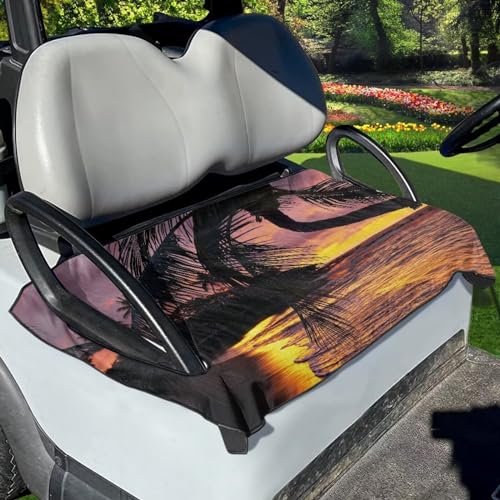 ZIATUBLES Golfwagen-Sitzbezug mit Strandpalmen-Muster, universelle Passform, für die meisten 2 Passagierclubs, Autos, weicher, atmungsaktiver Stoff, Golfwagen-Sitztuchschutz von ZIATUBLES