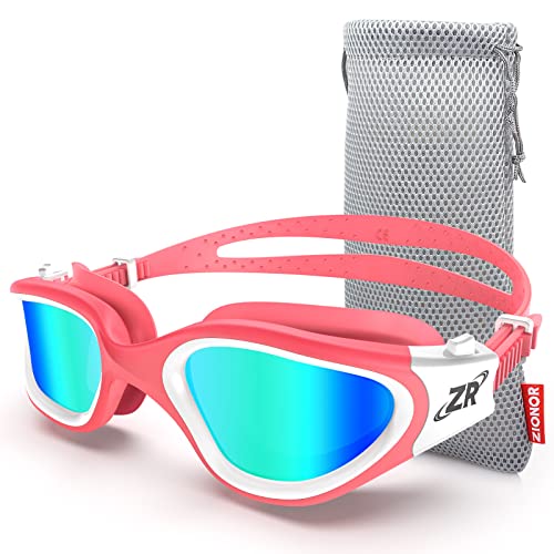 ZIONOR Polarisiert Schwimmbrille für Herren und Damen [UPGRADE], G1 mit Spiegel/Rauch Linse UV-Schutz Anti Nebel Verstellbar Gurt Komfort Profi Schwimmbrillen für Erwachsene Jugendliche von ZIONOR