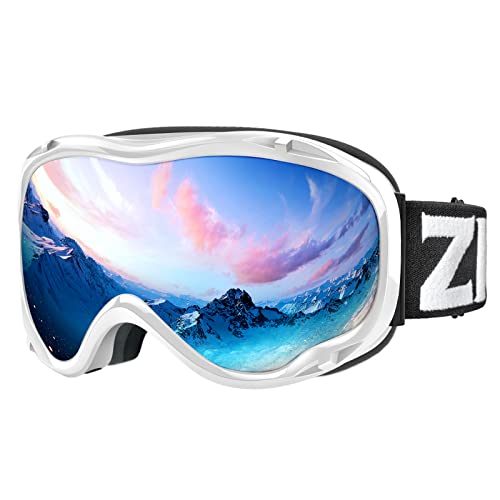 ZIONOR Skibrille für Herren Damen Jugend, Lagopus Snowboard Brille Verspiegelt OTG UV-Schutz Anti-Nebel Schneebrille für Snowboarden Skifahren Skaten von ZIONOR