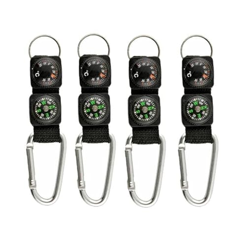 3-in-1 Multifunktions-Kompass-Thermometer, Metallkette, Klettern, Karabiner, Gadget, Wandern, Camping, Outdoor-Werkzeug von ZIRYXQ