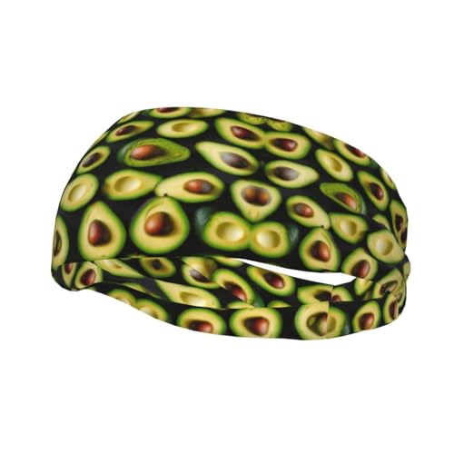 Modisches, sportliches Stirnband mit Avocado-Muster, für Damen und Herren, perfekt für alle sportlichen Aktivitäten von ZISHAK