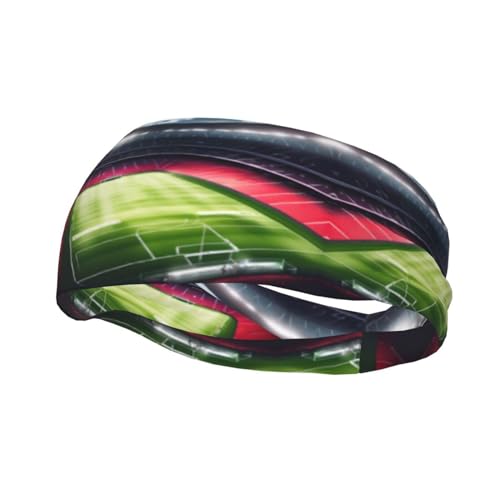 Stadion-Fußball-Stirnband mit Satdiumfeld-Aufdruck, modisches, sportliches Stirnband für Damen und Herren, perfekt für alle sportlichen Aktivitäten von ZISHAK