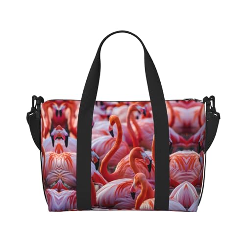 Vielseitige Sporttasche mit Flamingo-Druck, Begleiter für Ihre Reisen und Fitness-Routinen, Schwarz, Einheitsgröße von ZISHAK