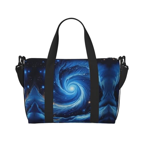 Vielseitige Sporttasche mit blauem Galaxie-Aufdruck, Begleiter für Ihre Reisen und Fitness-Routinen, Schwarz, Einheitsgröße von ZISHAK