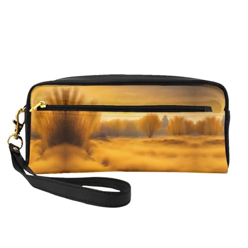 ZISHAK Tragbare Make-up-Tasche mit Kaktuswüsten-Sonnenuntergang-Druck, reisefreundliches Design, vielseitige Mini-Make-up-Tasche, Herbstliche goldene Graslandschaften, Einheitsgröße von ZISHAK