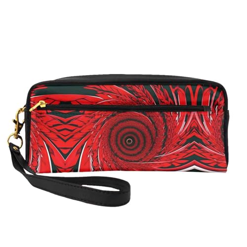 ZISHAK Tragbare Make-up-Tasche mit Tahiti-Strand-Aufdruck, reisefreundliches Design, vielseitige Mini-Make-up-Tasche, Rote Blumen-Wirbelspirale, Einheitsgröße von ZISHAK