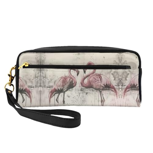 ZISHAK Tragbare Make-up-Tasche mit buntem Rollschuh-Aufdruck, reisefreundliches Design, vielseitige Mini-Make-up-Tasche, Tinten-Flamingos, Einheitsgröße von ZISHAK