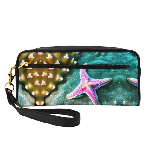 ZISHAK Tragbare Make-up-Tasche mit tropischem Ozean-Strand-Motiv, reisefreundliches Design, vielseitige Mini-Make-up-Tasche, Seestern, Einheitsgröße von ZISHAK