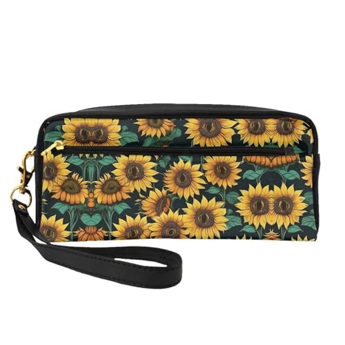 ZISHAK Tragbare Make-up-Tasche mit tropischem Ozean-Strand-Motiv, reisefreundliches Design, vielseitige Mini-Make-up-Tasche, Sonnenblume, Einheitsgröße von ZISHAK