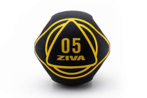 ZIVA Dual Grip Medicine Ball 5kg Medizinball mit Doppelgriff, Schwarz, 5 kg von ZIVA