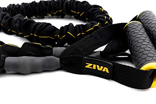 ZIVA Portable Lightweight Sports Resistance Tube, Band with Foam Handles for Home Fitness, Stretching, Strength Training, Physical Therapy, Crossfit, Balance Workouts – Medium von ZIVA
