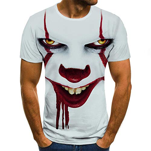 ZIXIYAWEI 3D Gedruckte T-Shirts Für Männer Clown Muster T-Shirt Männer/Frauen Joker Gesicht Gedruckt Terror Mode T-Shirts Cooler Charakter Joker Harajuku Kleidung Hip Hop Tops-L von ZIXIYAWEI