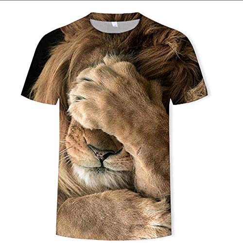 ZIXIYAWEI 3D Gedruckte T-Shirts Für Männer Herren T-Shirts Bedrucktes Tier Löwe T-Shirt Kurzarm Lustige Casual Tops T-Shirts Männliches T-Shirt Hipster Pop Shirt-5Xl von ZIXIYAWEI