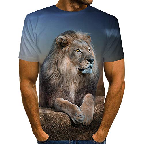 ZIXIYAWEI 3D Gedruckte T-Shirts Für Männer Tier Löwenmuster Herren T-Shirt Unisex 3D Gedruckt Sommer Casual Kurzarm T-Shirts T-Shirts-4Xl von ZIXIYAWEI
