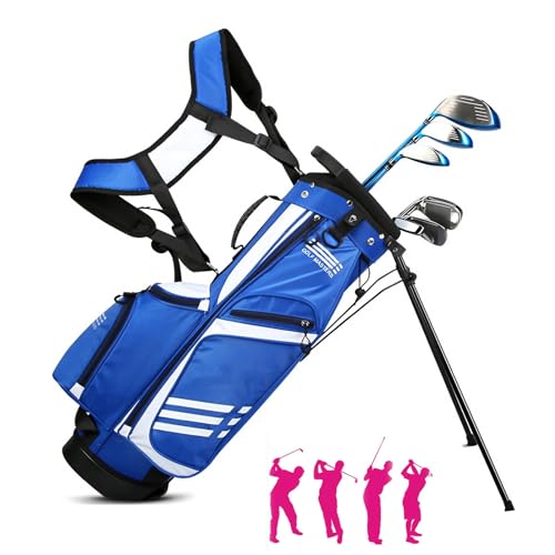 Golftasche mit Top Divider,Leichte Golf Standbag für Herren Dame Kinder, Golftasche mit Ständer, Mehrere Taschen & Dual Strap, Rain Cover (Color : Blau, Size : M) von ZJ HOME
