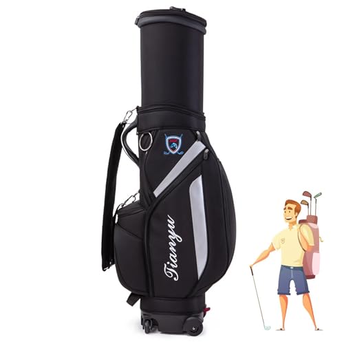 Golf-Cart-Tasche mit Rädern, Golf-Standardtasche mit 6-facher Trennwand und Regenschutz, tragbare Golf-Reisetasche von ZJDYDY
