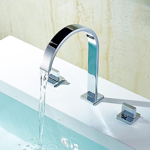 3-Loch-Waschtischarmatur, Warm- und Kaltwasserfall-Wasserhahn für Waschbecken von ZJSHGZBR