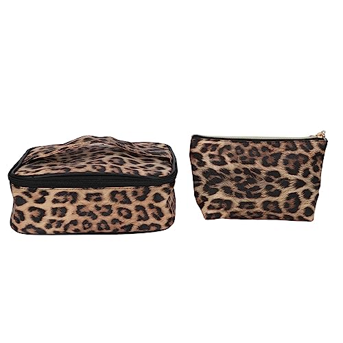 2 STÜCKE Leopardenmuster-Make-up-Tasche wasserdichte Multifunktions-Leopard-Kosmetiktasche mit Großer Kapazität von ZJchao