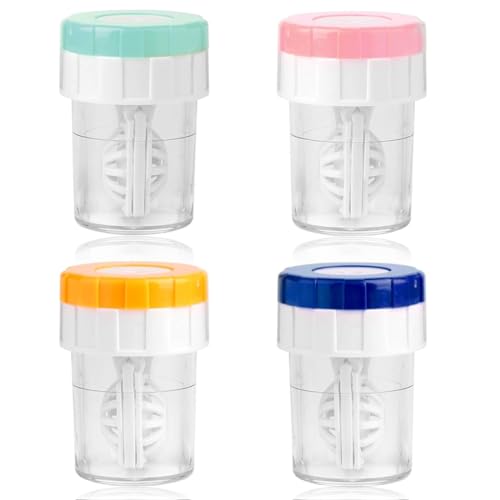 ZKHSEOU 4er-Pack Kontaktlinsenbehälter, Kontaktlinsen-Reinigungsmaschine, Kontaktlinsenbehälter, manueller tragbarer Augenkontaktlinsen-Reinigungsbehälter von ZKHSEOU