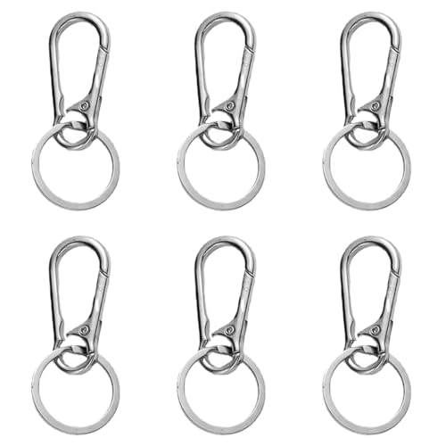 ZKSXOA 6 Stück Metall Schlüsselanhänger, Karabiner Schlüsselanhänger Schlüsselring Verschluss Abnehmbare Karabinerhaken für Herren Männer und Frauen von ZKSXOA