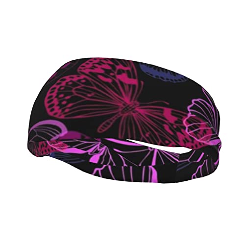Dekoratives Schweißband mit pinkem Schmetterlings-Aufdruck, atmungsaktiv, schweißableitendes Stirnband für Männer und Frauen von ZKZBDPLK