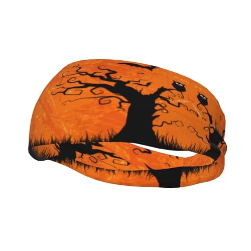 Orange Halloween Party Print Sport Fashion dekoratives Schweißband – atmungsaktives und schweißableitendes Stirnband für Männer und Frauen von ZKZBDPLK