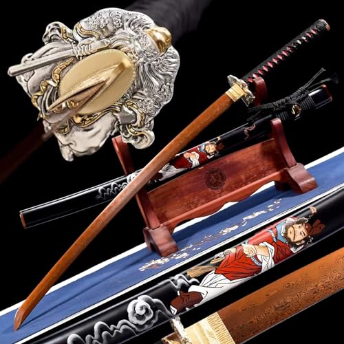 103cm echtes Katana,Klinge aus hundertfach veredeltem Stahl,den Boden in Brand verwandelt,Tsuba reinem Kupfer mit vergoldetem Silber,bemalte Scheide aus massivem Holz,handgefertigtes Samurai-sword von ZLDFGL