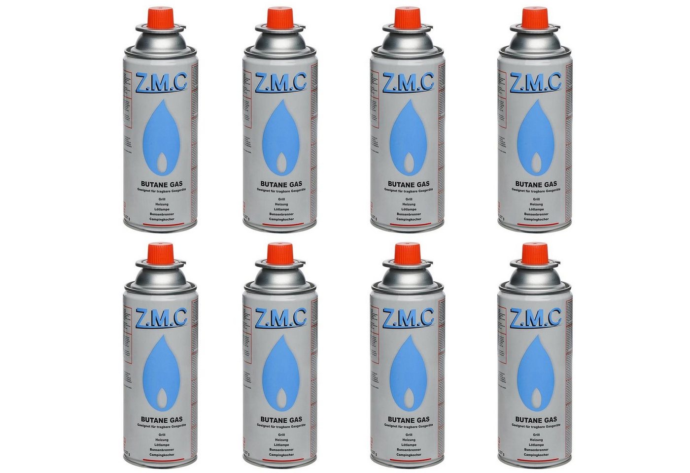 ZMC Gaskartusche Butan Gas Kartusche 227g Butangas Gaskartusche Silber, Zubehör für Gaskocher Campingkocher Brenner Gasheizung Gasbrenner, 8 St., MSF-1a Gaskartuschen Campinggas Bunsenbrenner Campingkocher von ZMC