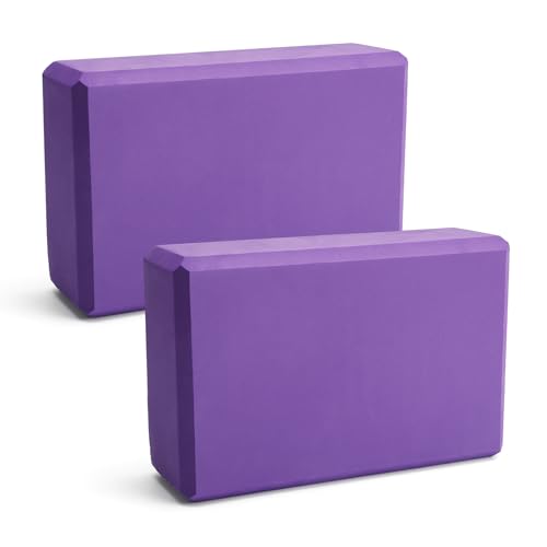 ZMDMAH Yoga Block 2er Set Yogablock YogablöCke Hochdichter Eva-Schaum,Rutschfest Leicht Geeignet für Yoga, Pilates, Fitness, Unisex (Lila, 1) von ZMDMAH