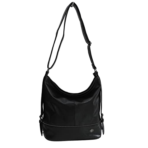 Moderne XL Handtasche Schultertasche Umhängetasche von Jennifer Jones - präsentiert von ZMOKA® (Schwarz) von ZMOKA