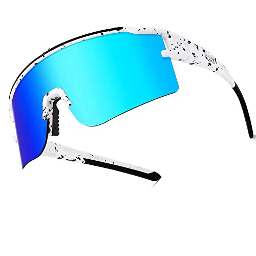 ZNBIOINA Polarisierte Sport-Sonnenbrille mit 3 austauschbaren Gläsern, coole Brille zum Autofahren, Radfahren, Angeln (N02) von ZNBIOINA