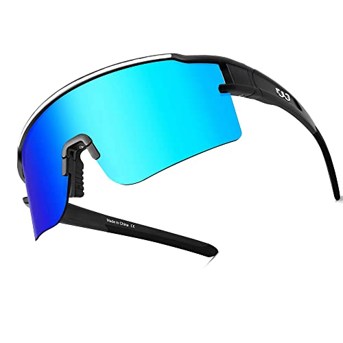 ZNBIOINA Polarisierte Sport-Sonnenbrille mit 3 austauschbaren Gläsern, coole Brille zum Autofahren, Radfahren, Angeln (N05) von ZNBIOINA
