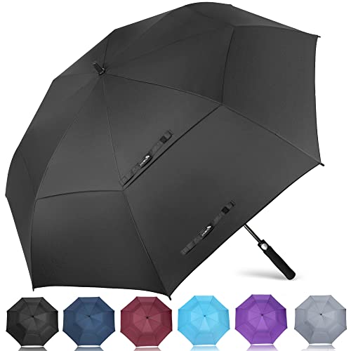 ZOMAKE 2 Stück Regenschirm Groß XL - Großer Golf Umbrella Sturmfest für 2-3 Personen - Golfschirm Schwarz Automatik Auf Und Zu,Übergroß Doppelt Überdachung Stockschirm Mit Tragegurt Für Herre(62 Inch) von ZOMAKE